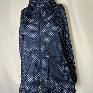 NWT JONES NEW YORK NAVY BLUE POLKA DOT SIZE SMALL PARKA